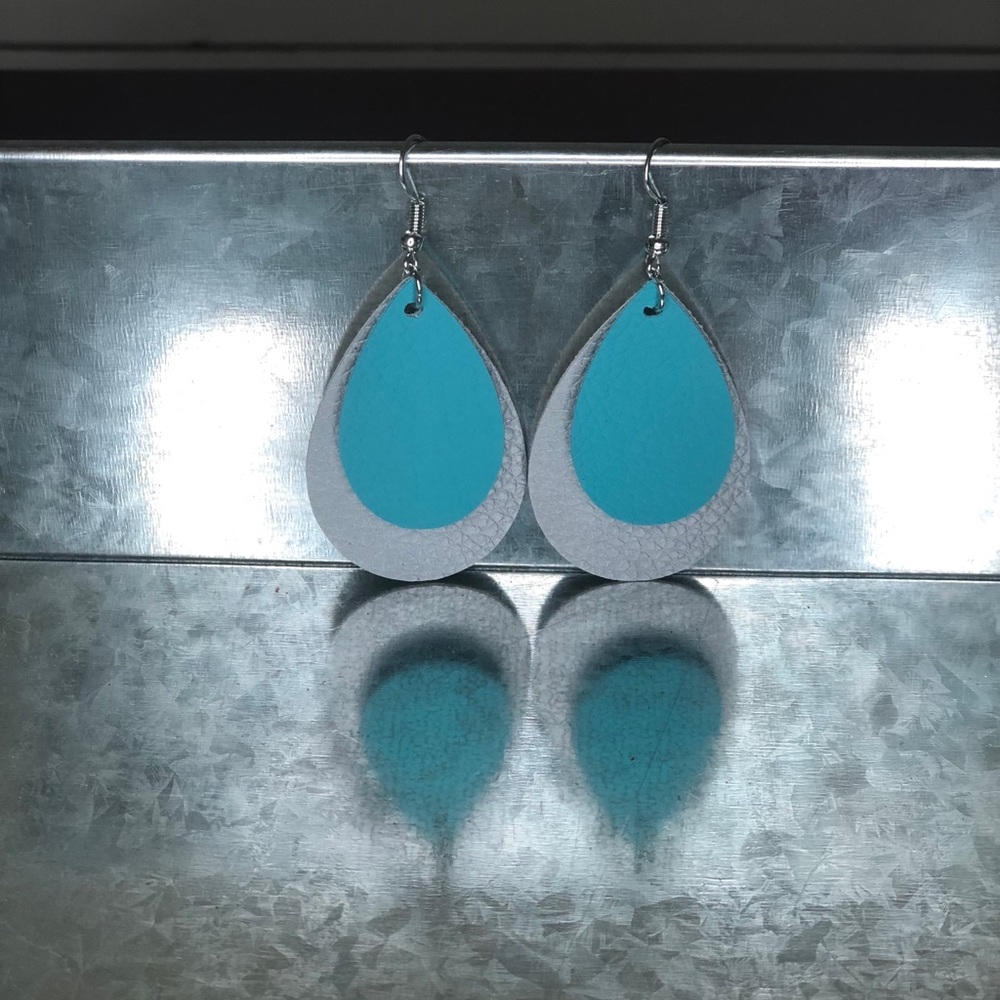2” Faux Leather Tear Drop Earrings